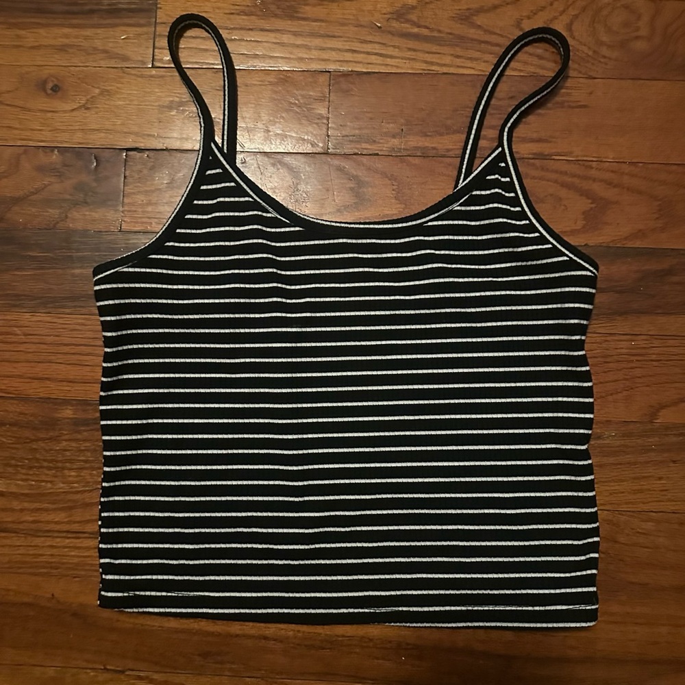 American Eagle Outfitters Black and White Striped Tank Top